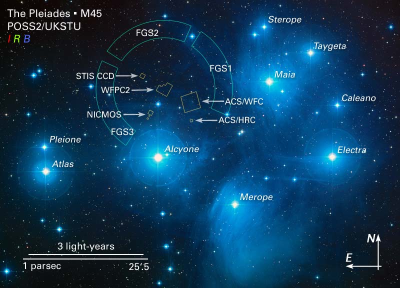 Esta imagen es del Cúmulo de las Pléyades (M45), también conocido como las "Siete Hermanas".