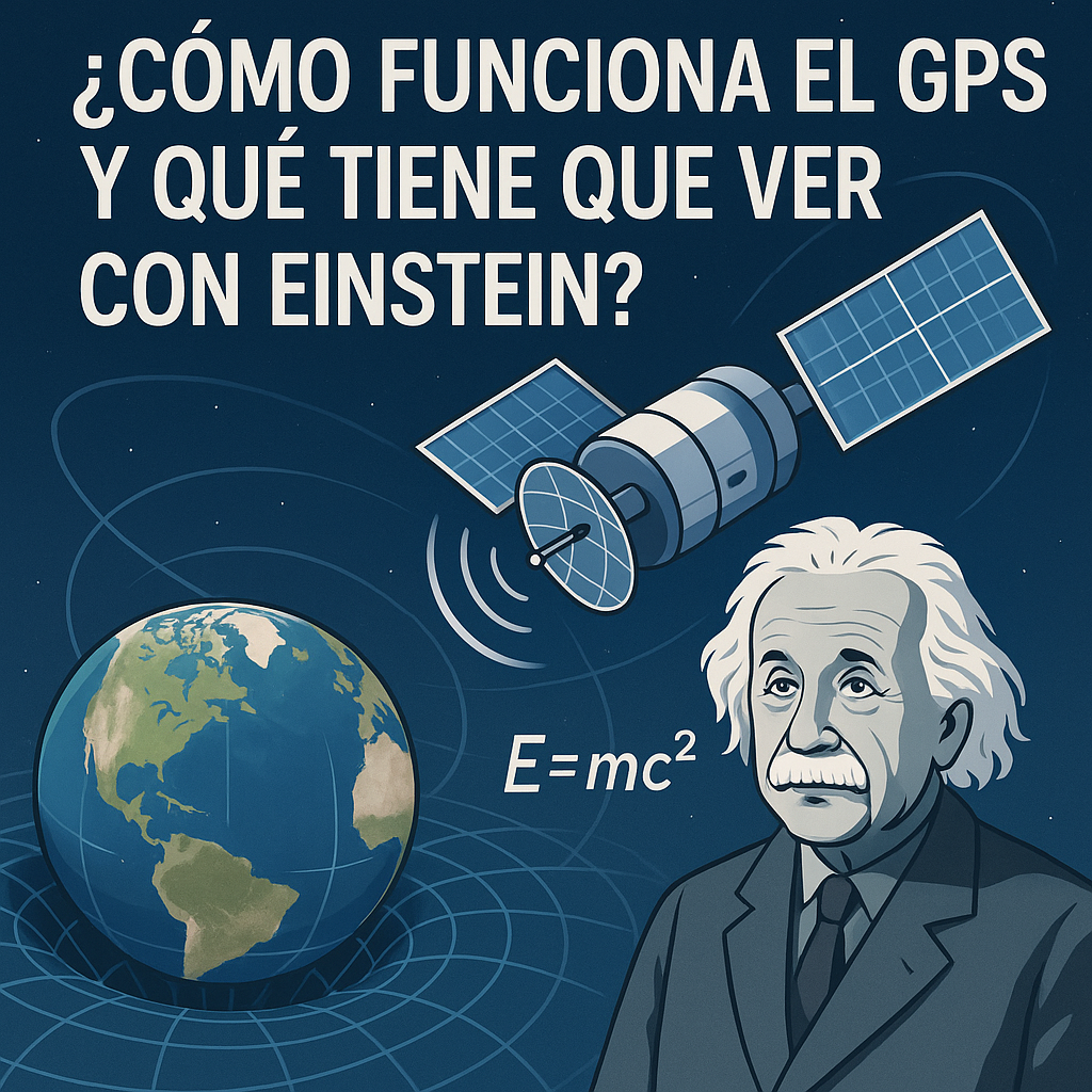 Ilustración del funcionamiento del GPS y su relación con la teoría de la relatividad de Einstein.
