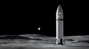 Ilustración en alta resolución del acoplamiento entre la nave Orion de la NASA y la Starship de SpaceX para Artemis III